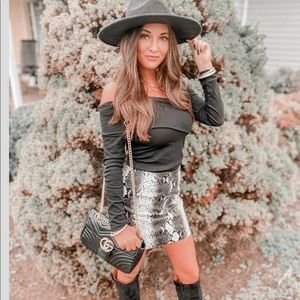 Snakeskin leather skirt bodycon pencil mini animal